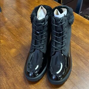 NEW Shoe Dazzle Black Fur-Lined Women's Boots Cold Weather, Thisbe Size 9